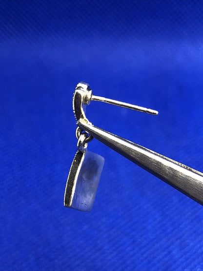 Designer Marcasite 925 Sterling Silver Square Drop Dangle Stud Earrings