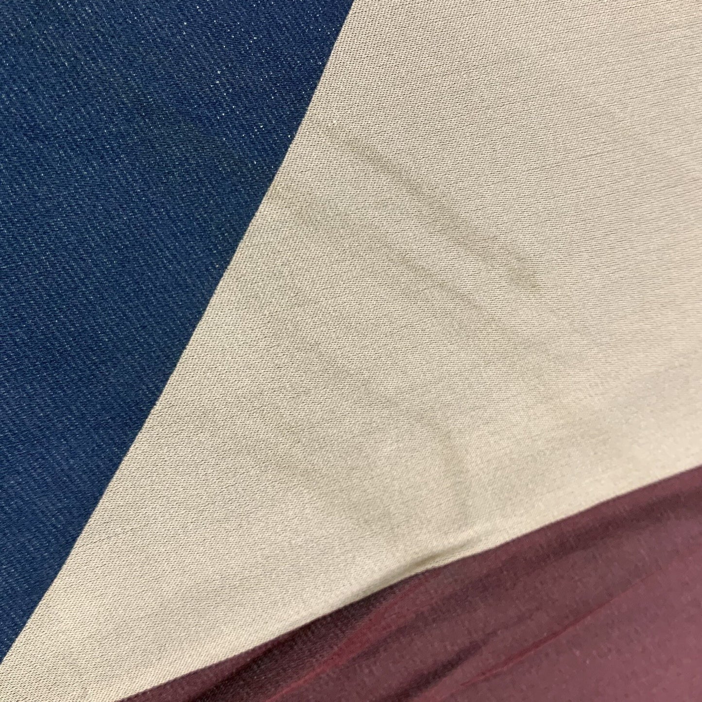 Gucci Classic Taupe Blue Maroon Signature Block Silk Scarf In Harrods Packaging