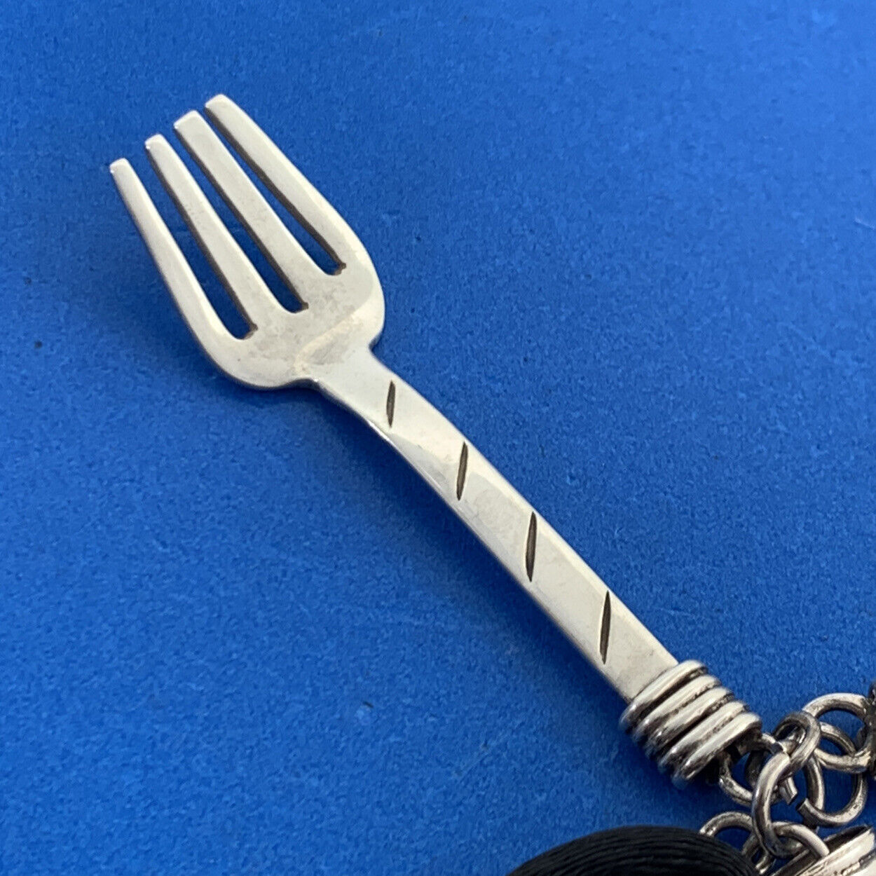 Taxco Mexico 925 Sterling Silver Knife Spoon Fork Cord Necklace