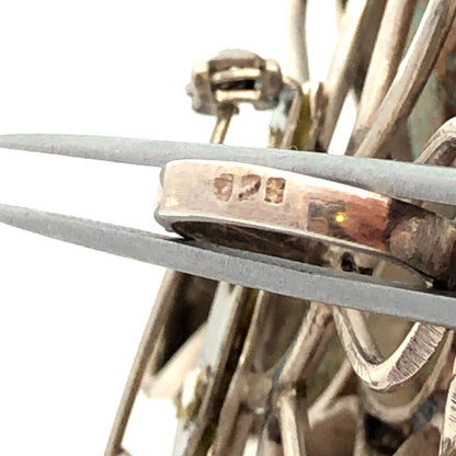 Vintage Native American Sterling Silver Turquoise Flower Statement Pendant