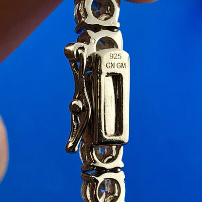 Glamorous Designer Sterling Silver Cubic Zirconia CZ Statement Tennis Necklace