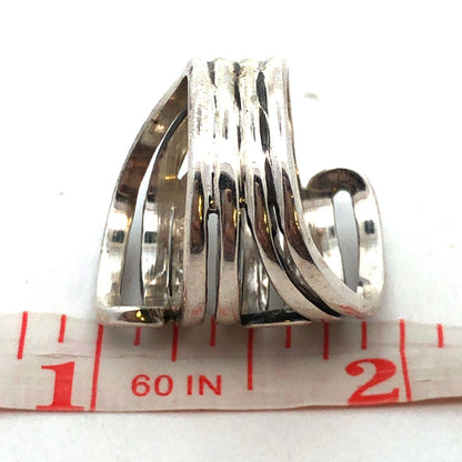 Designer India Modernist 925 Sterling Silver Wide Swirl Ring
