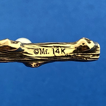 Mignon Faget Retired 14K Yellow Gold Pearl Exotica Collection Dangle Earrings