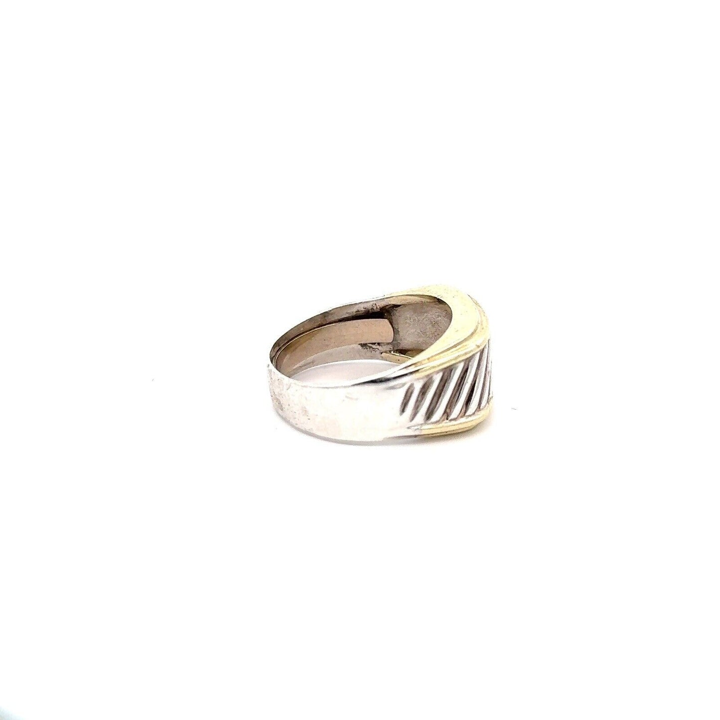 David Yurman 925 Sterling Silver 14K Yellow Gold Thoroughbred Men's Band Ring