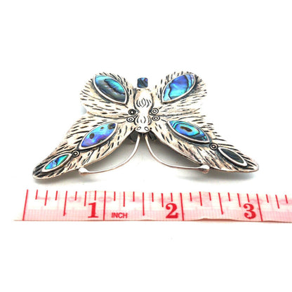 Designer CFU 925 Sterling Silver Abalone Textured Butterfly Combo Pendant Brooch