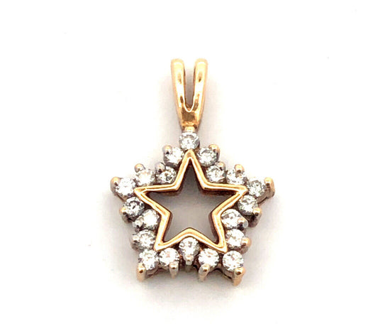 10K Yellow Gold Round Diamond Star Pendant