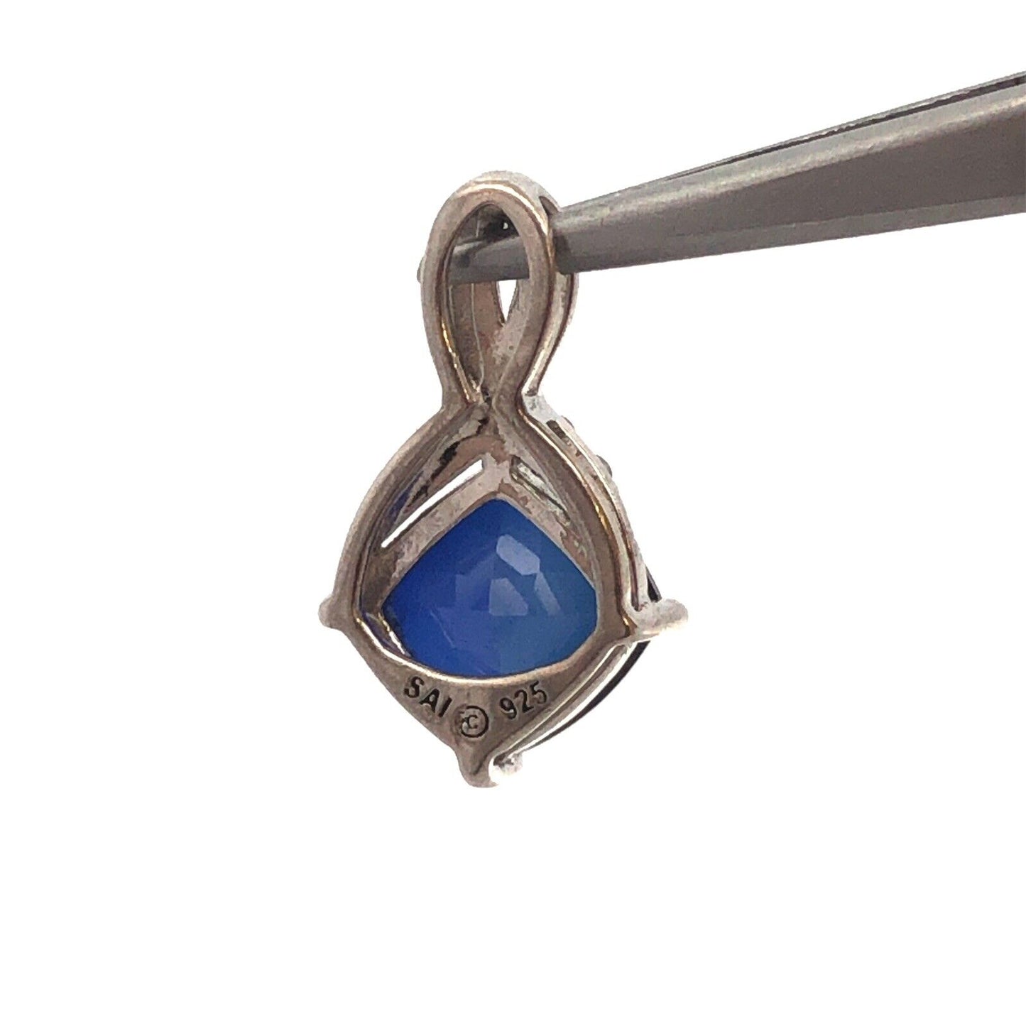 Designer SAI 925 Sterling Silver Blue Sapphire Diamond Accent Infinity Pendant