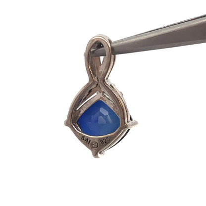 Designer SAI 925 Sterling Silver Blue Sapphire Diamond Accent Infinity Pendant