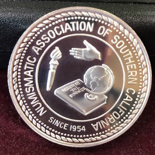 1988 Numismatic Association of Southern California 999 Silver Youth in Numis Rnd