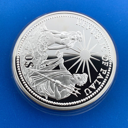 1994 Republic Palau $20 5 Oz Silver Independence Colorized Proof Coin Low Mntg