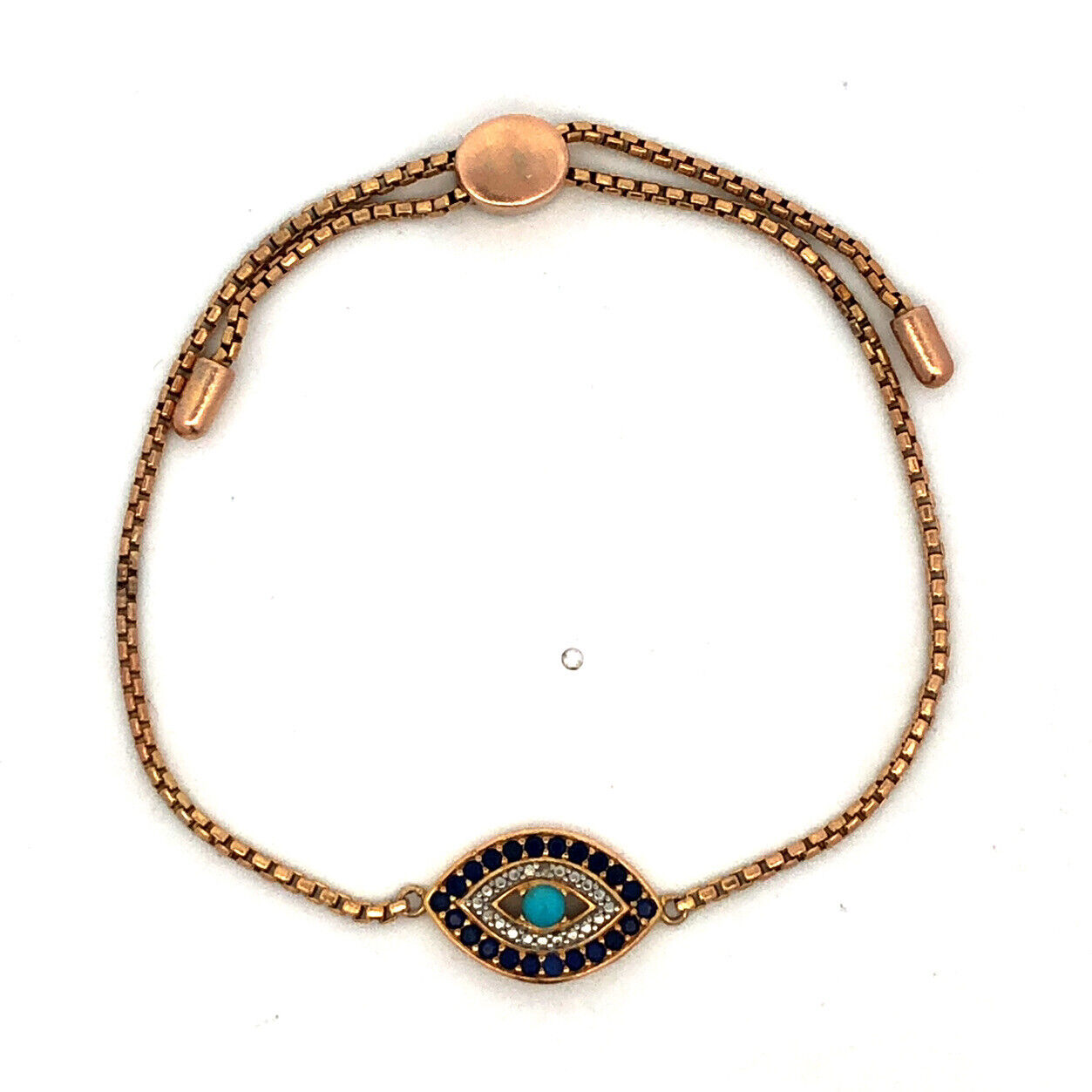 925 Sterling Silver Vermeil Designer PAJ Sapphire Turquoise Evil Eye Bracelet