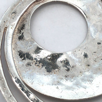 Designer 925 Sterling Silver Round Modernist Hammered Textured Statement Pendant