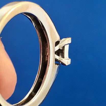 14k White Gold Ring Invisible Set Princess Diamonds Round Diamond Accents