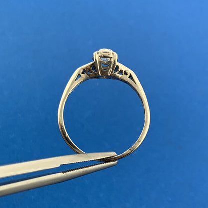 Vintage Platinum Round Diamond Solitaire With Accents Engagement Ring