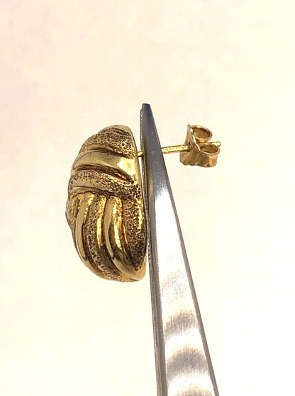 Designer 925 Sterling Silver Vermeil Polished & Textured Modernist Knot Earrings