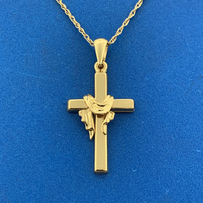 Designer JCM Vermeil Sterling Silver 925 Religious Cross 18" Chain Necklace