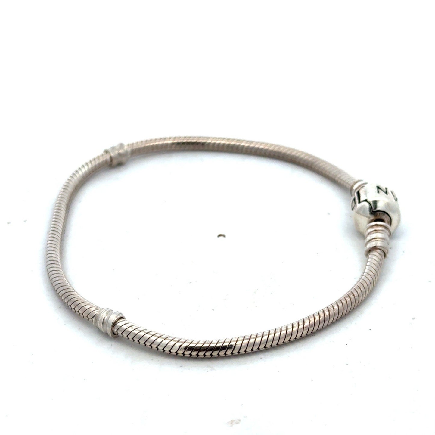 Authentic PANDORA 925 Sterling Silver Snake Chain Charm 7.5 Inch Bracelet