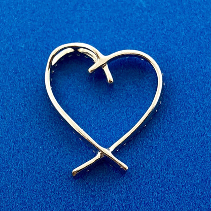 Designer JX 14K White Gold Diamond Eternity Heart Charm Pendant