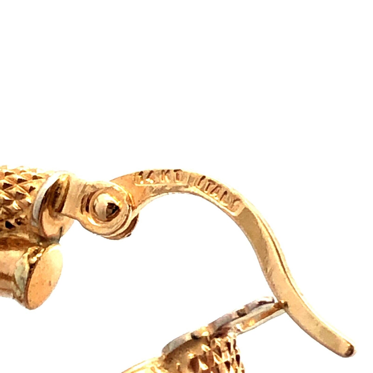 Designer Milor Italy 14K Yellow Gold Snake Skin Textured Double Hoop Earrings