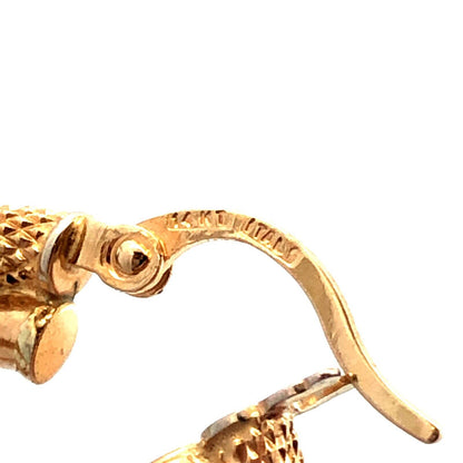 Designer Milor Italy 14K Yellow Gold Snake Skin Textured Double Hoop Earrings