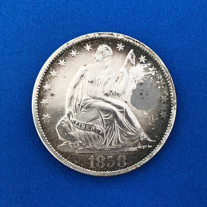 1858 O Silver Seated Liberty Half Dollar New Orleans Possible Lamination Error
