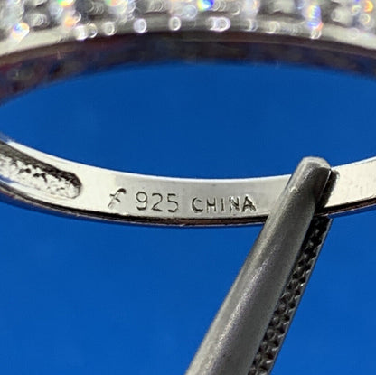 Sterling Silver 925 Designer Channel Set CZ Design Stackable Bridal Band Ring