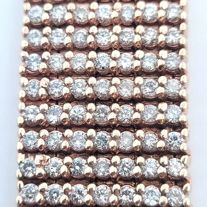 Women's 10K Rose Gold Seven Strand Round Diamond-Studded Wide Tennis Bracelet