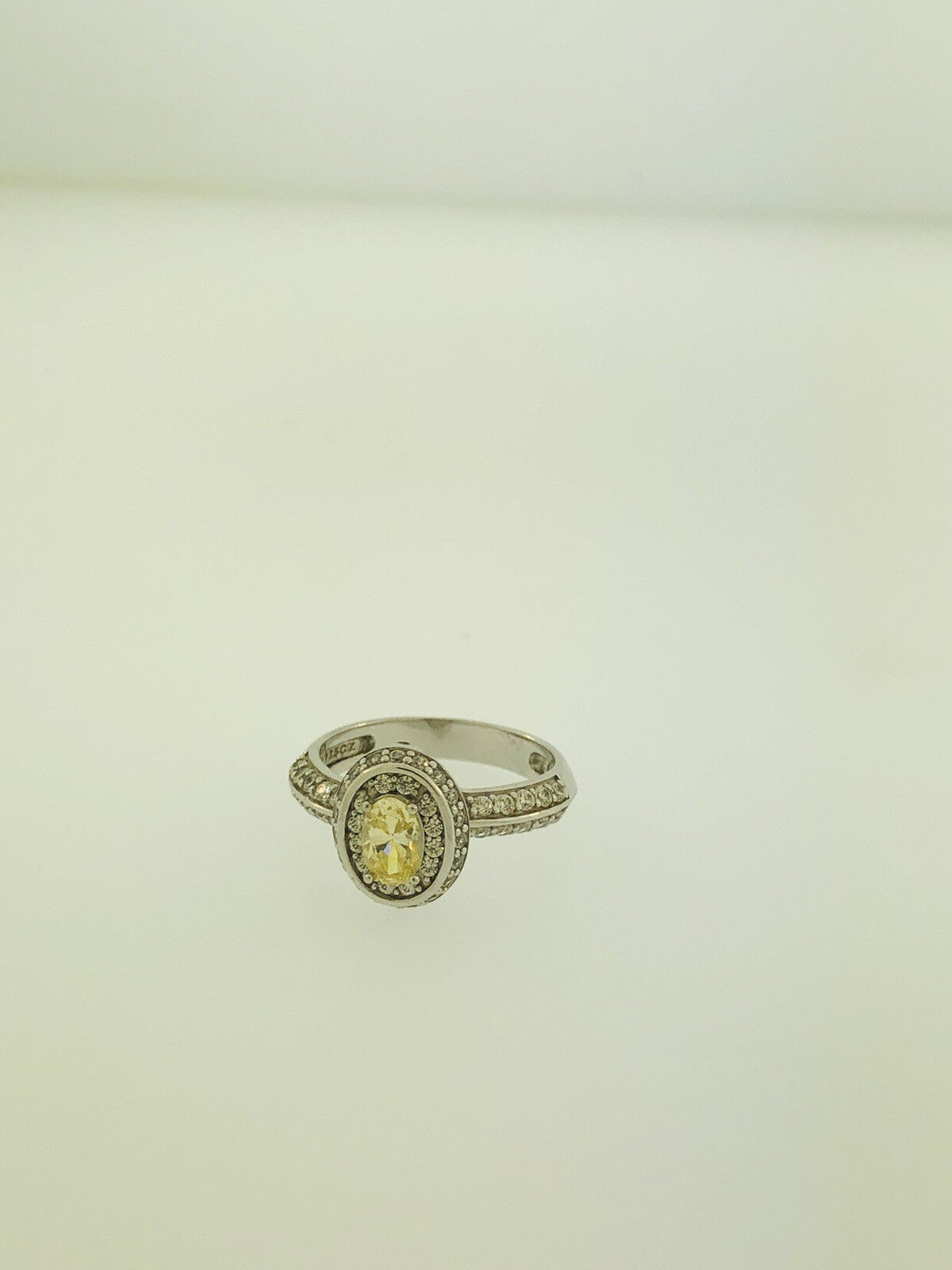 Sterling Silver Yellow White Cubic Zirconia Engagement Bridal Ring S179