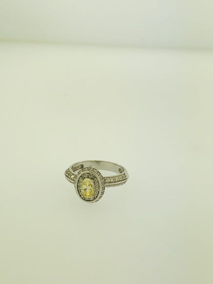 Sterling Silver Yellow White Cubic Zirconia Engagement Bridal Ring S179