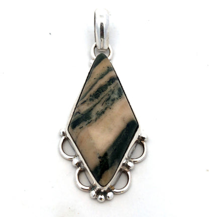 925 Sterling Silver Brown Zebra Jasper Statement Pendant