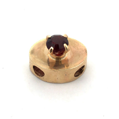 Vintage 10K Yellow Gold Round Garnet Oval Slide Bracelet Charm