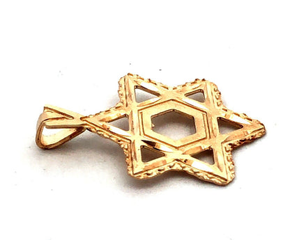 Designer 18K Yellow Gold Star of David Jewish Pendant
