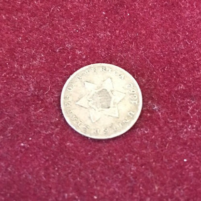 1852 Three 3 Cent Silver Piece Type 1 Trime Coin