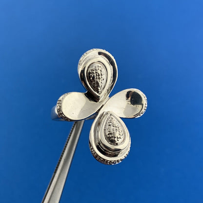 Designer 925 Sterling Silver Modernist Cross Polished Textured Statement Ring