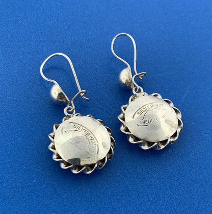 Mid Century Mexico 925 Sterling Silver Piscis Astronomy Drop Dangle Earrings