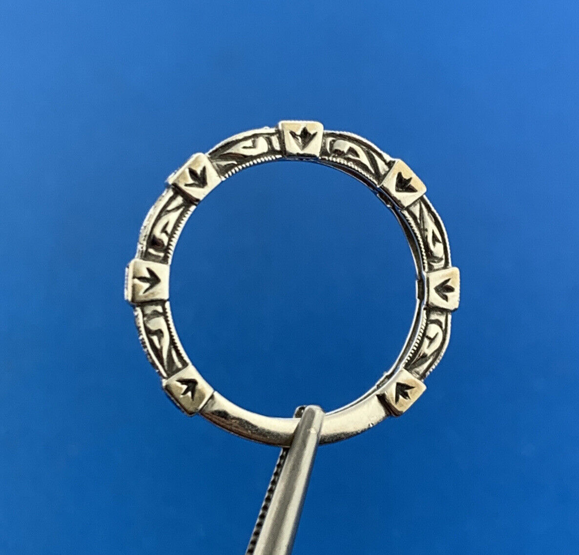 Gorgeous 14k White Gold Round Cut Diamond Princess Blue Sapphire Ring Size 7