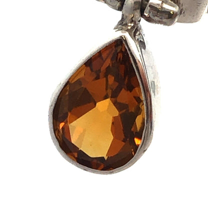 925 Sterling Silver Citrine Prasiolite Drop Dangle Statement Pendant