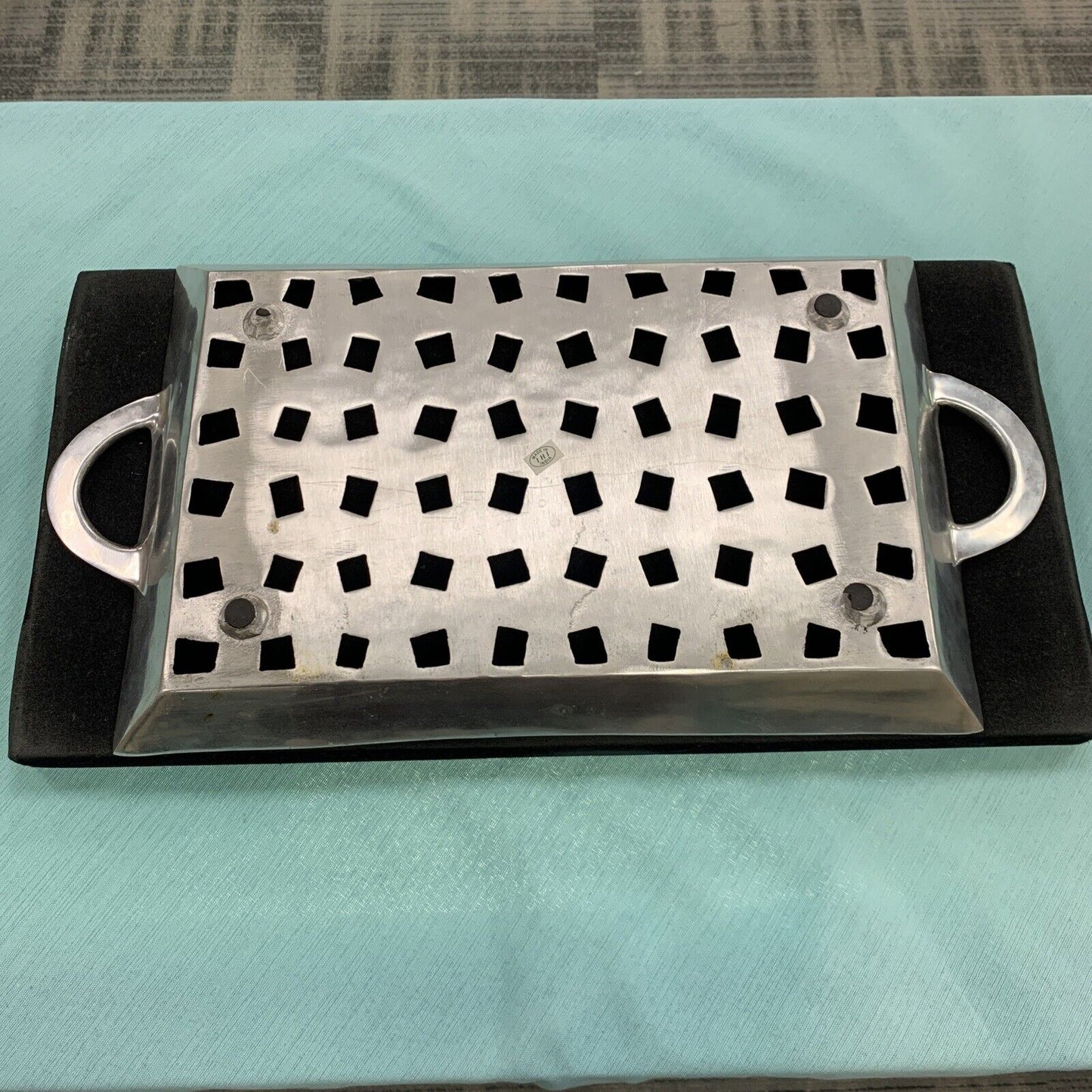 IHI India Aluminum High Polished Large Basket Weave Rectangle Serving Tray