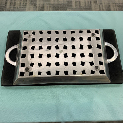 IHI India Aluminum High Polished Large Basket Weave Rectangle Serving Tray