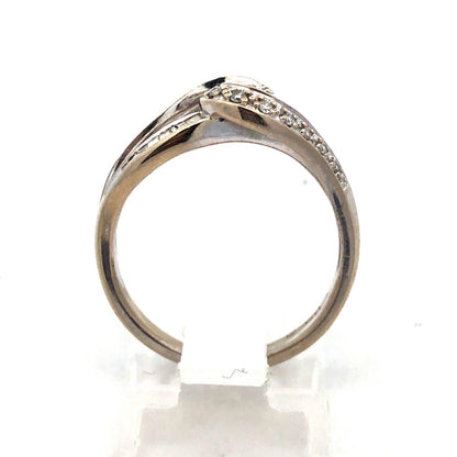 Gorgeous 14k White Gold Baguette Round Cut Diamond Intertwined Ring Size 7