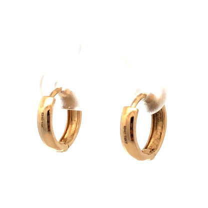 Designer EHC 14K Yellow Gold Polished Round Hinged Huggie Hoop Earrings