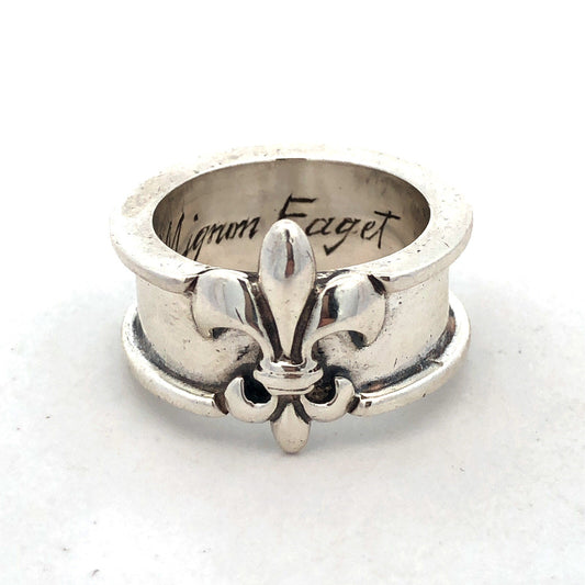 925 Sterling Silver Mignon Faget Louisiana Coll Fleur De Lis Wide Band Ring