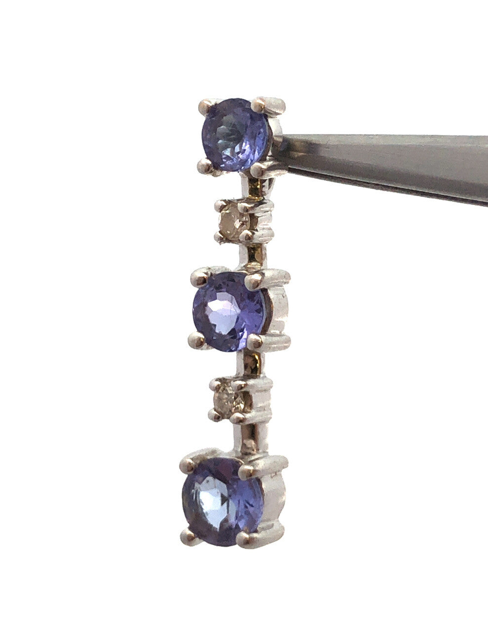 Keepsake THL 14K White Gold Tanzanite Diamond Eternity Bar Pendant