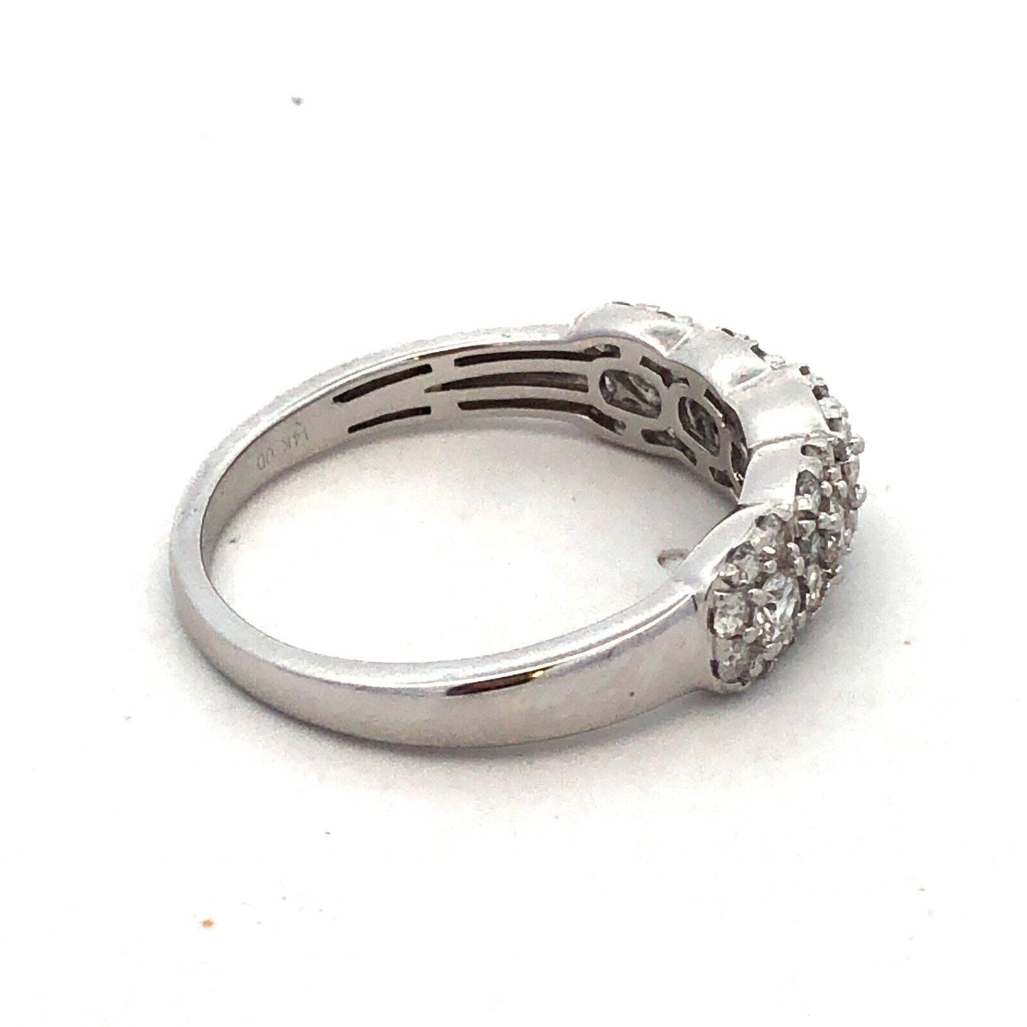 Designer UD 14K White Gold Diamond Halo Cluster Wedding Anniversary Band Ring