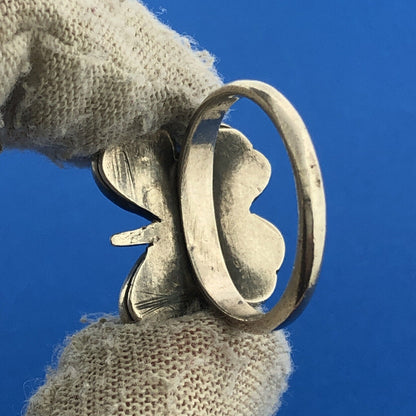 Vintage Sterling Silver 925 Abalone Butterfly Statement Cocktail Ring