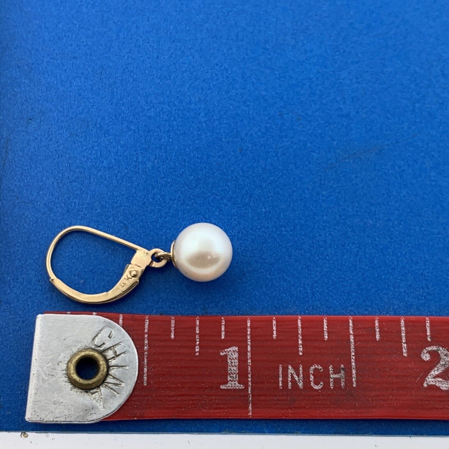 14K Yellow Gold Pearl June Bridal Anniversary Leverback Dangle Earrings