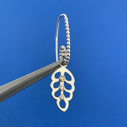 Authentic PANDORA 925 Sterling Silver Cubic Zirconia Leaf Dangle Drop Earrings