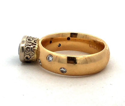 Bailey Banks & Biddle 18K Yellow Gold Corundrum Diamond Anniversary Ring