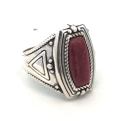 Native American 925 Sterling Silver Pink Jasper Heart Chakra Chunky Ring