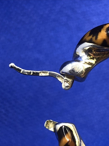 925 Sterling Silver Cheetah Print Enamel Twist Statement Hoop Earrings